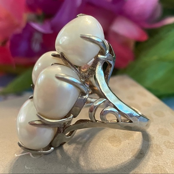 Silpada Coastal Pearl Cluster Sterling Silver Statement Ring R2949 - Picture 8 of 17